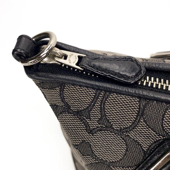 COACH Signature Kelsey Satchel Smoke/Black Crossbody Bag - Picture 11 of 16